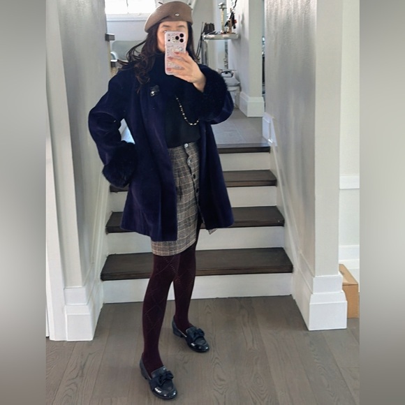 Purple 100% Real female mink fur coat Women's Coat - Picture 2 of 11